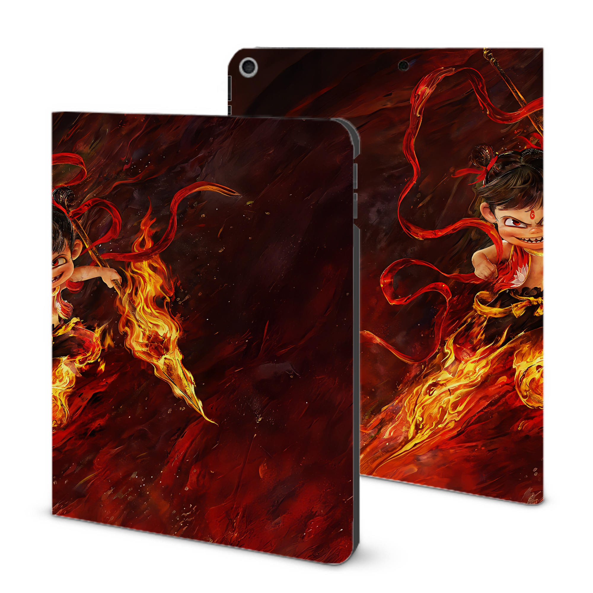 （画像用） Ne Zha 2 ナタ 魔童の大暴れ IPad ケース ブック型 PUレザー TPU 耐衝撃 軽量 薄型 ペン収納なし 全面保護 IPad 各モデル対応